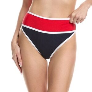 Beach Riot Ribbed Red White Blue High Cut High Waist Bikini Bottom Size XL NEW